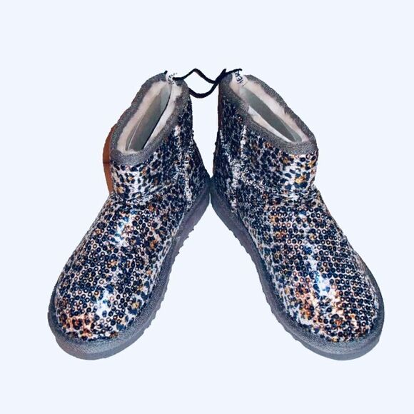 NWT 7 Aeropostale Sequin Metallic Slippers Booties Boots animal print - Picture 5 of 7